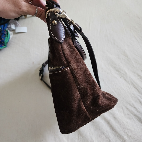 Dooney & burke brown leather purse crossbody suede - Picture 8 of 12